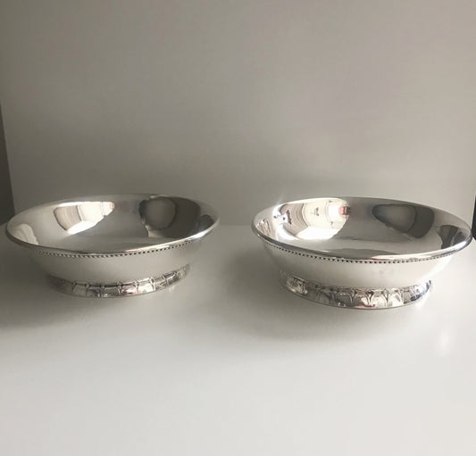 Estate Pair of Georg Jensen Sterling Silver Art Deco Footed Dishes No. 158B