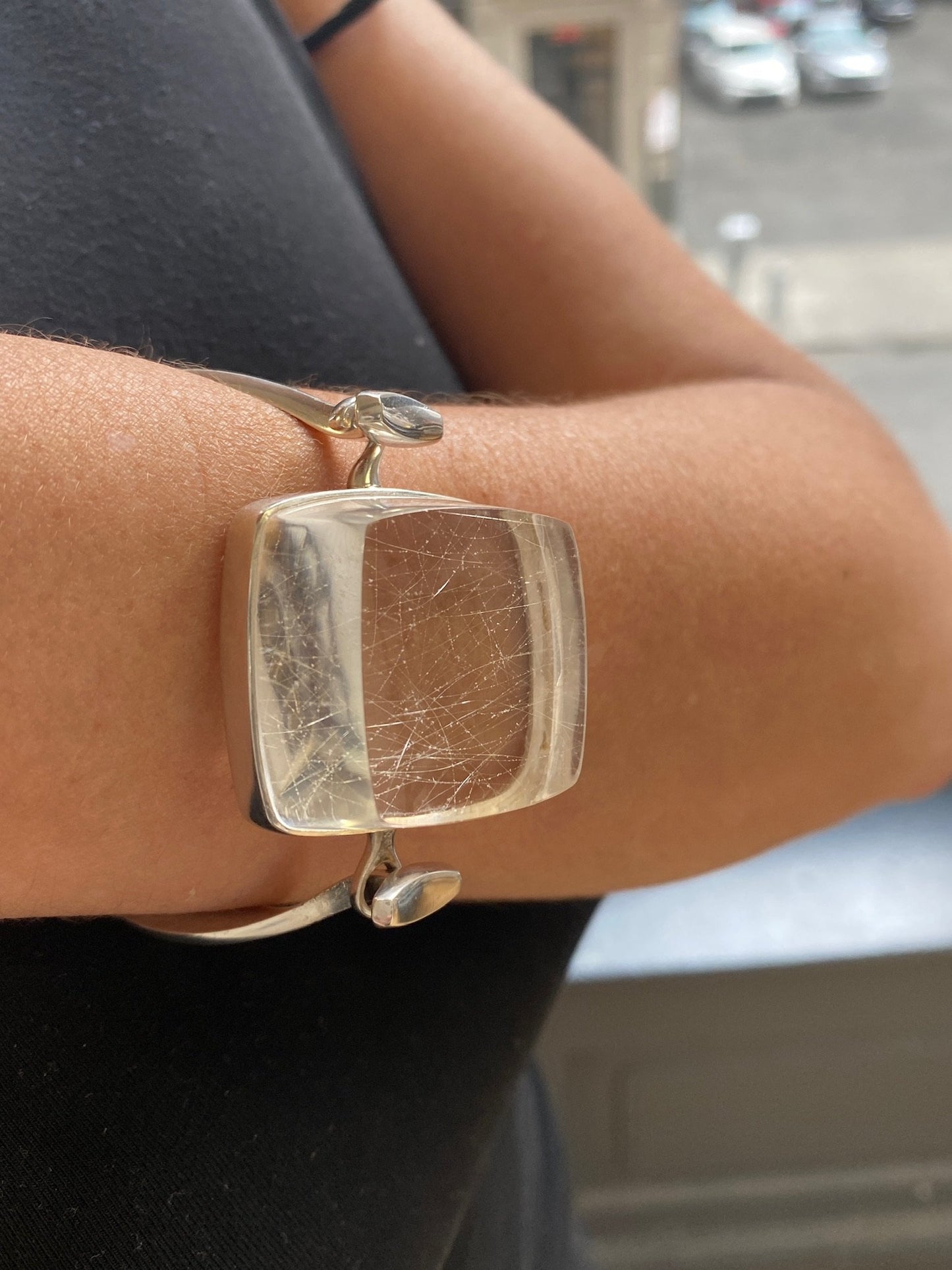 Georg Jensen Sterling Silver Bracelet with Rutilated Quartz, Design 203 by V. Torun