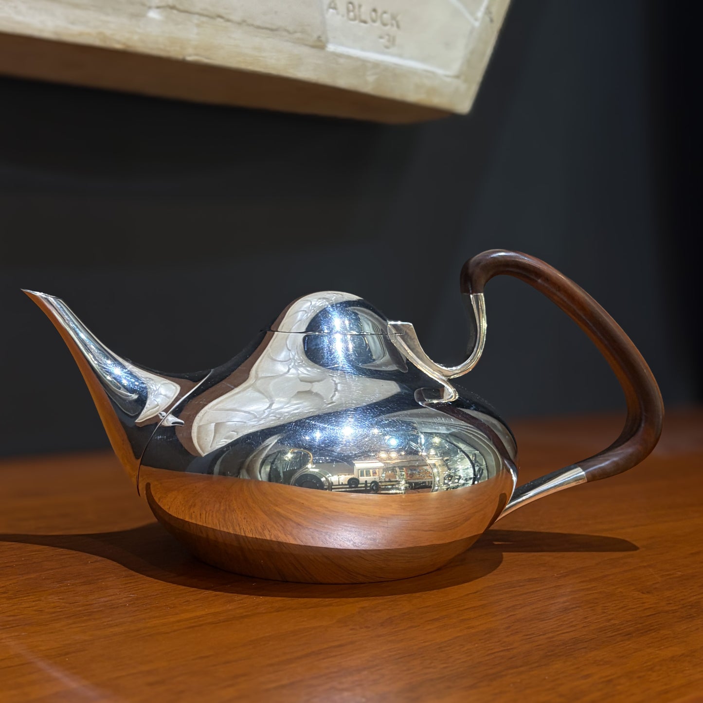 Estete Sterling Silver Georg Jensen Henning Koppel Tea Pot 1017A, Sterling Silver & Guaiacum Wood Handle