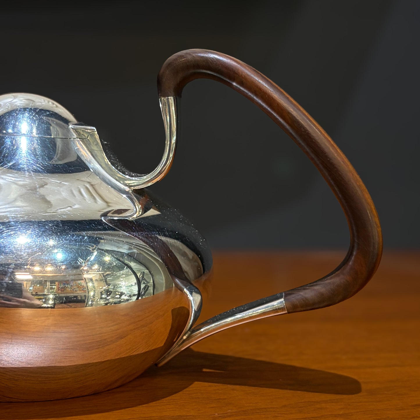 Estete Sterling Silver Georg Jensen Henning Koppel Tea Pot 1017A, Sterling Silver & Guaiacum Wood Handle