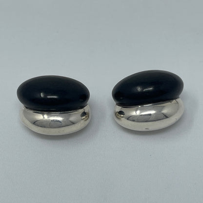 Estate Sterling Silver and Ebony Clip-on Earrings by Patricia Von Musulin