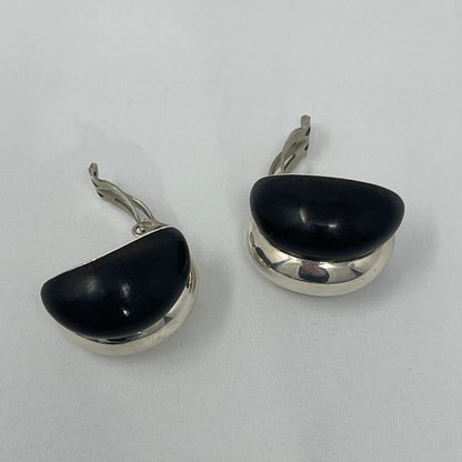 Estate Sterling Silver and Ebony Clip-on Earrings by Patricia Von Musulin