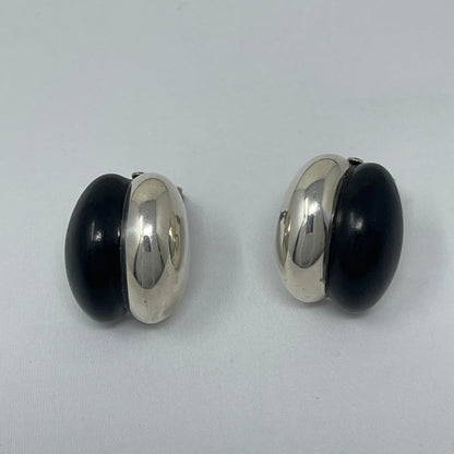 Estate Sterling Silver and Ebony Clip-on Earrings by Patricia Von Musulin