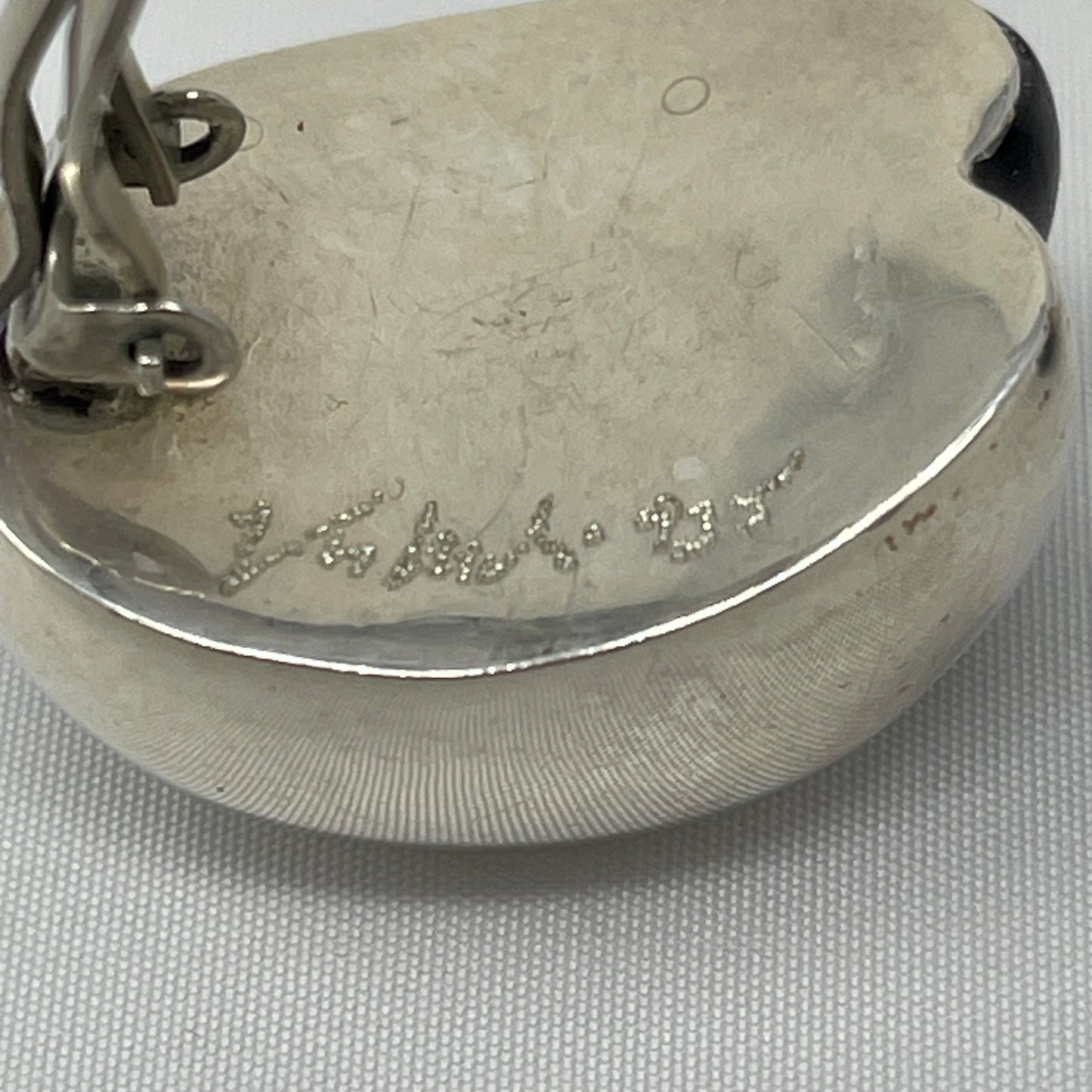 Estate Sterling Silver and Ebony Clip-on Earrings by Patricia Von Musulin