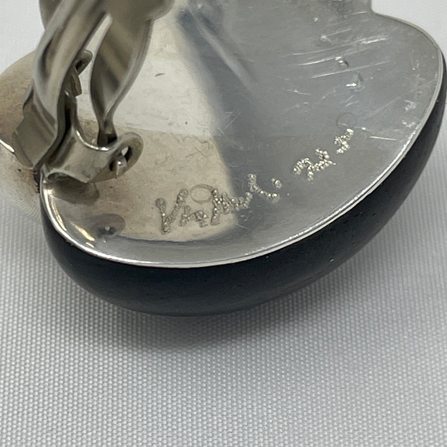 Estate Sterling Silver and Ebony Clip-on Earrings by Patricia Von Musulin