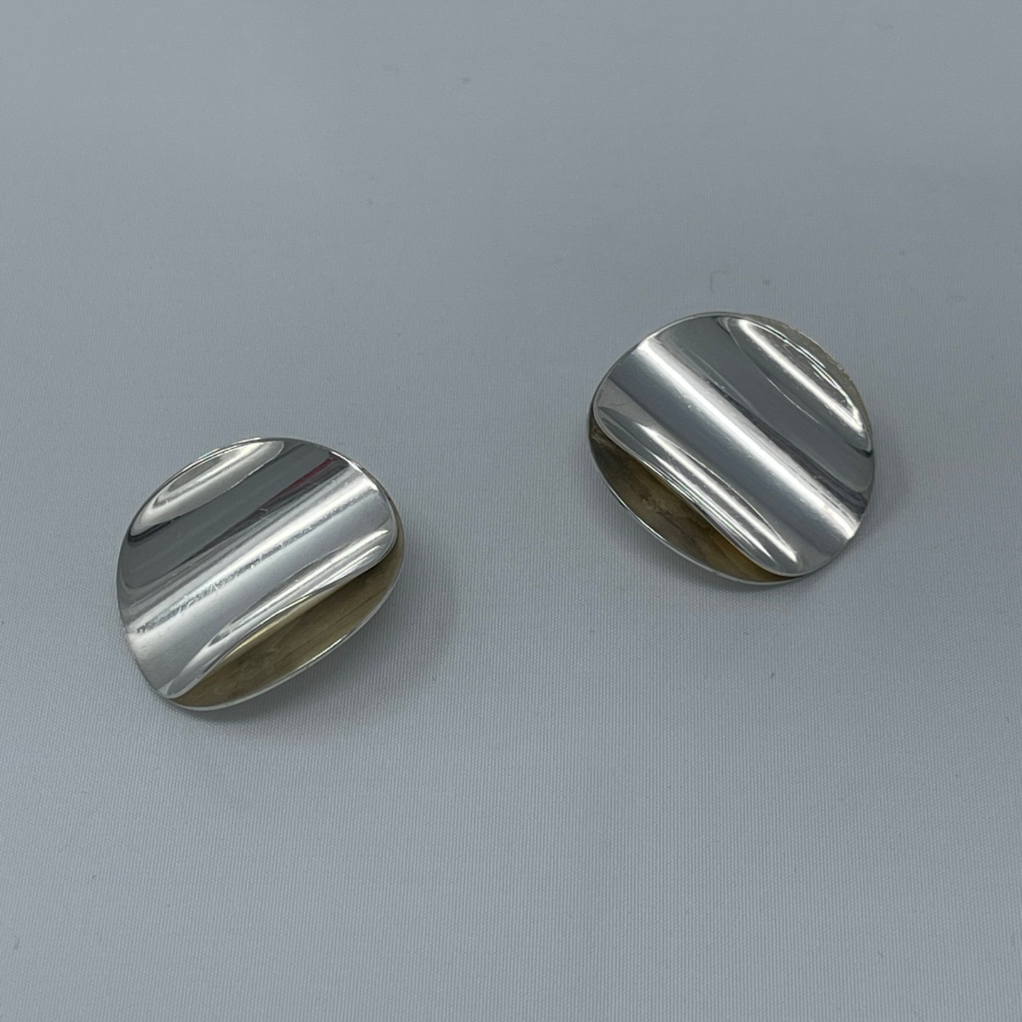 Estate Concave Curve Circle Clip-on Earrings by Tone Vigeland