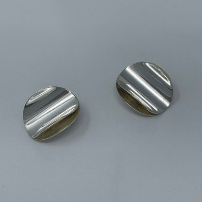 Estate Concave Curve Circle Clip-on Earrings by Tone Vigeland