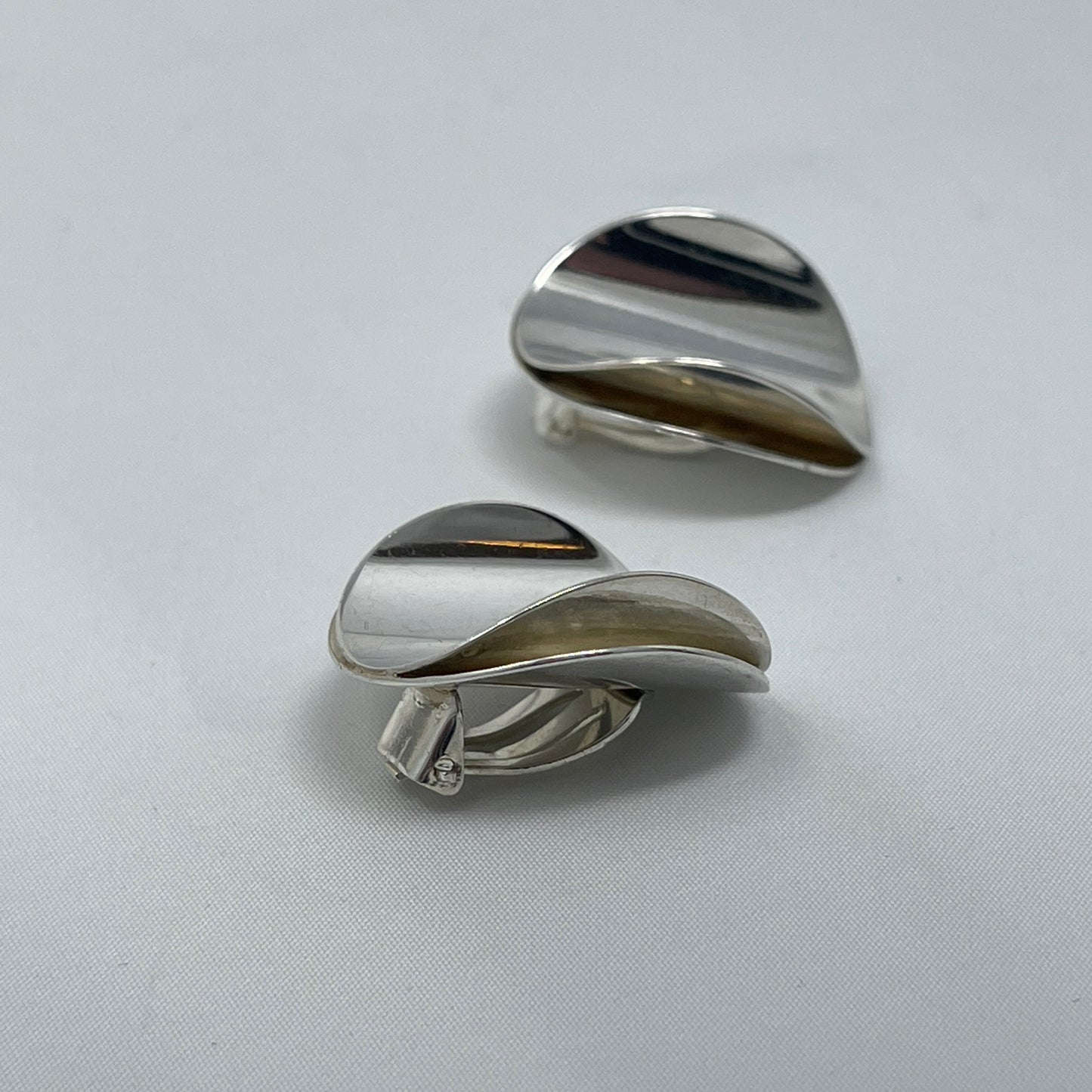 Estate Concave Curve Circle Clip-on Earrings by Tone Vigeland