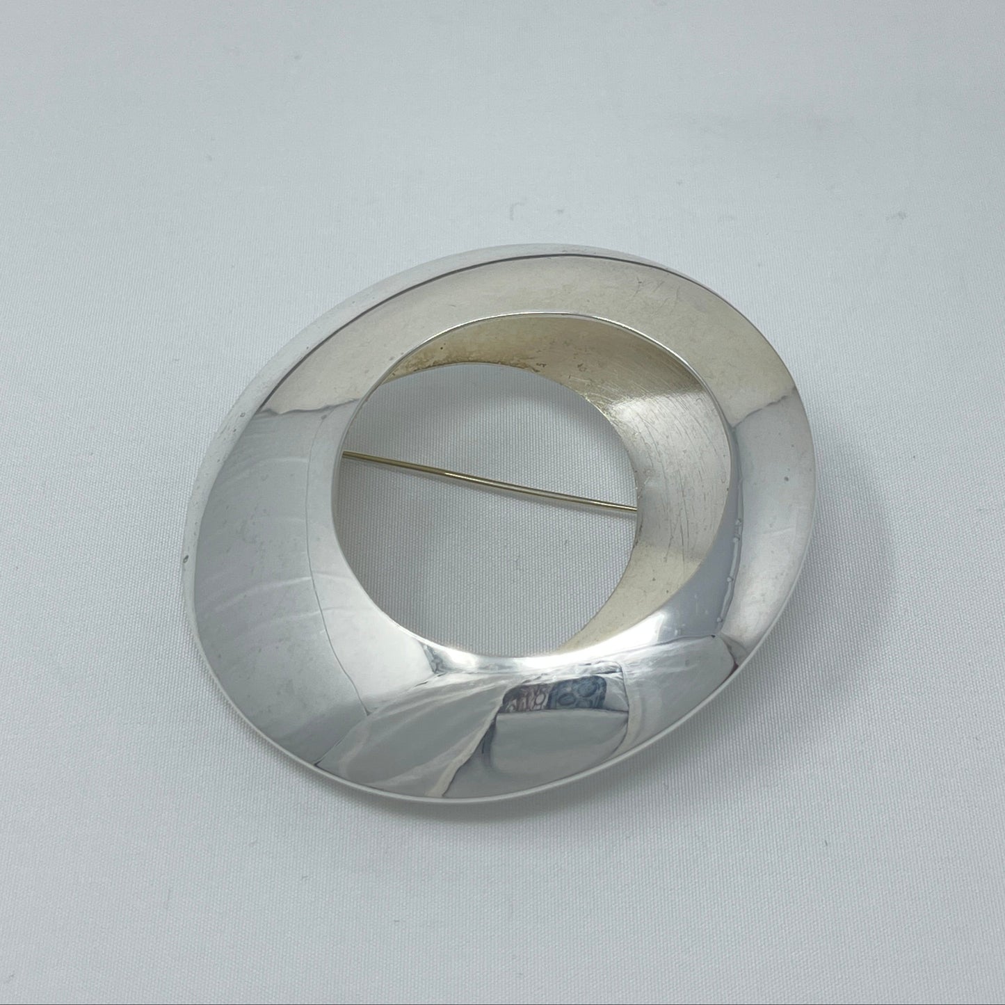 Estate Sterling Silver Zina Circular Eclipse Brooch