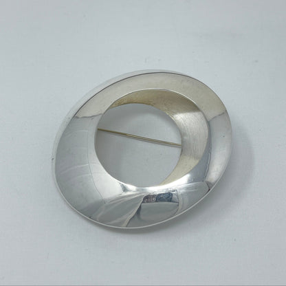Estate Sterling Silver Zina Circular Eclipse Brooch