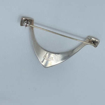 Estate Sterling Silver Modernist "Hook" Brooch by Tone Vigeland