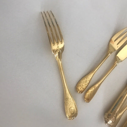 Puiforcat Gilt Sterling Silver "Elysee" Flatware Service