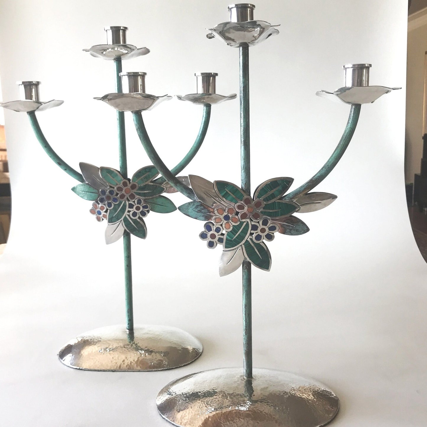 Emilia Castillo Sterling Silver, Copper and Hardstone Table Garniture