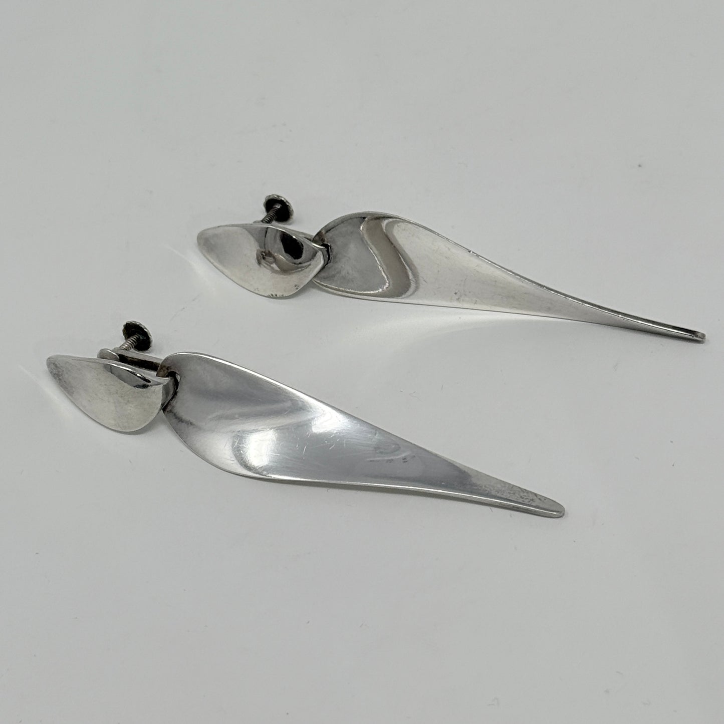 Estate Georg Jensen Sterling Silver Dangle Clip-On Earrings by Nanna Ditzel No. 128A