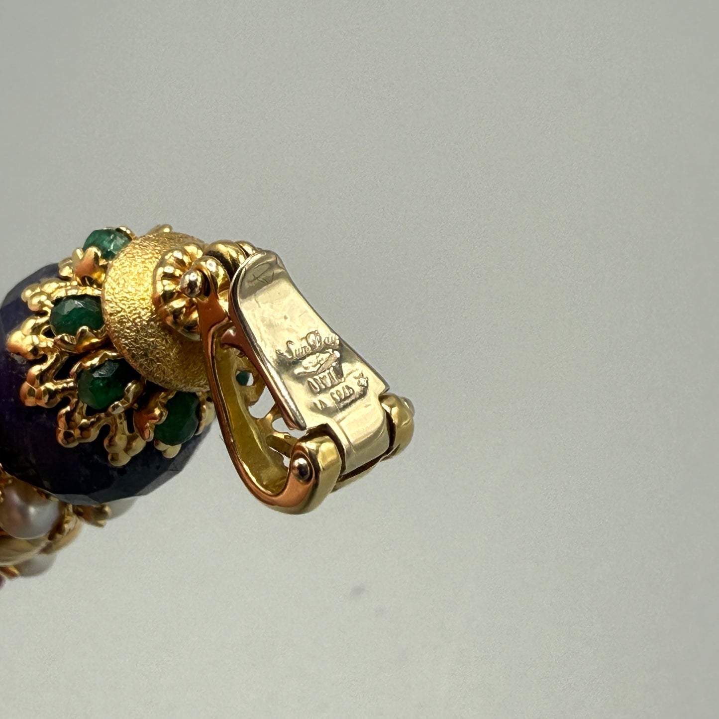 Sun Day Cross Pendant with Gemstones 18KT Yellow Gold by Siciliano Gioielli