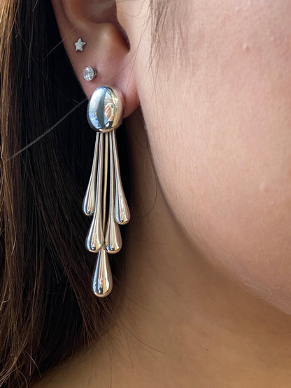 Estate Georg Jensen Sterling Silver Multi-Teardrop Earrings by Astrid Fog, Design No. 235 (Archive Collection)