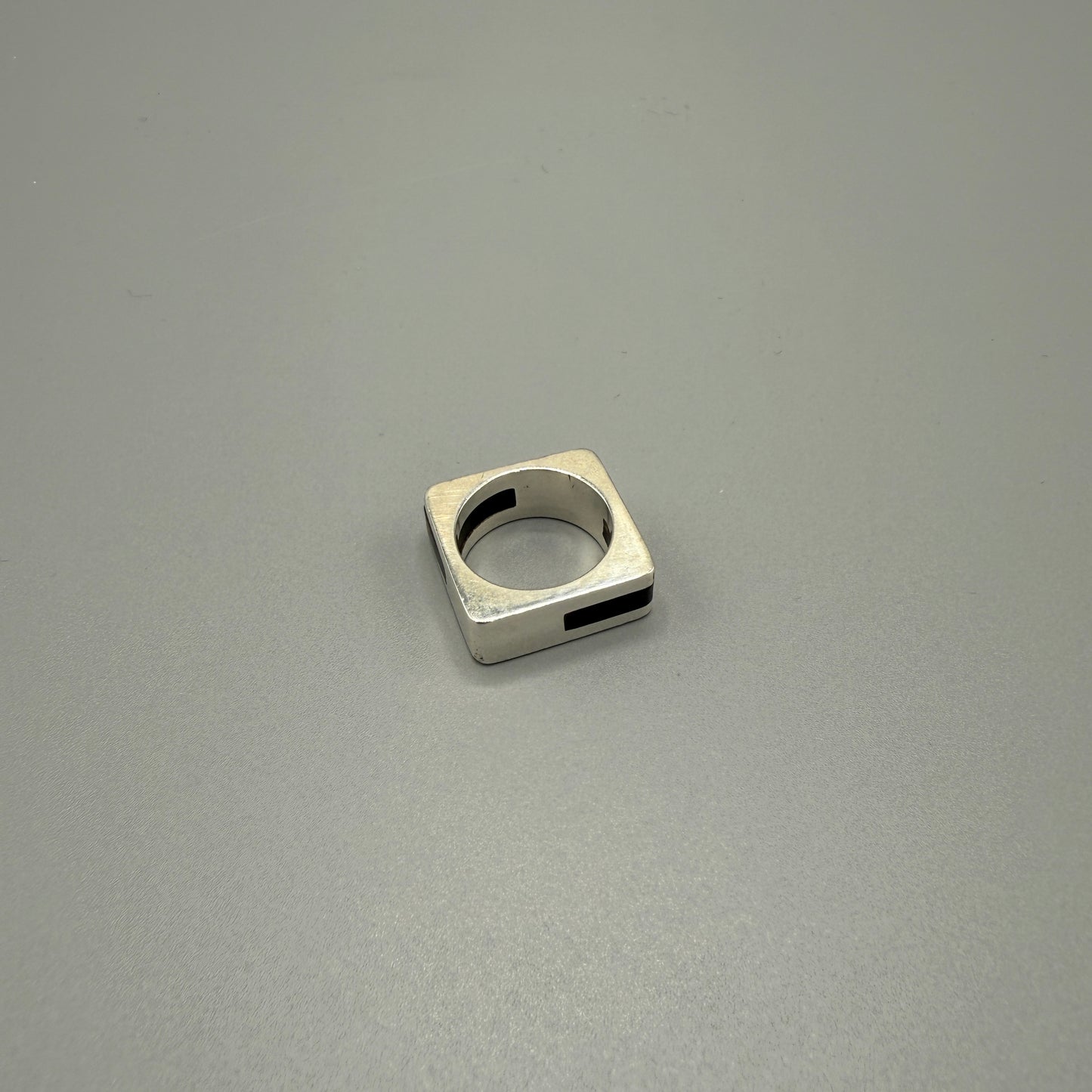 Estate Sterling Silver and Black Onyx Square Ring by Puig Doria