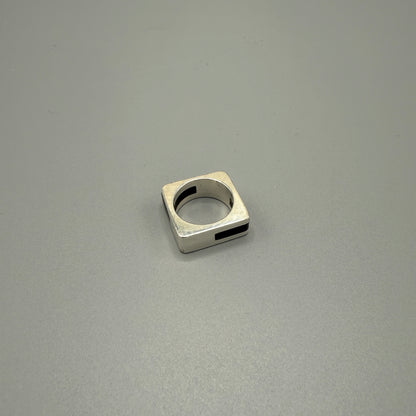 Estate Sterling Silver and Black Onyx Square Ring by Puig Doria