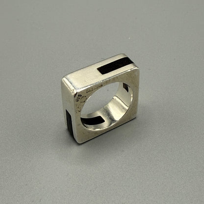 Estate Sterling Silver and Black Onyx Square Ring by Puig Doria