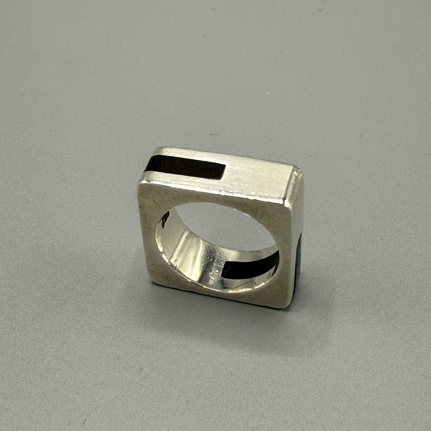 Estate Sterling Silver and Black Onyx Square Ring by Puig Doria