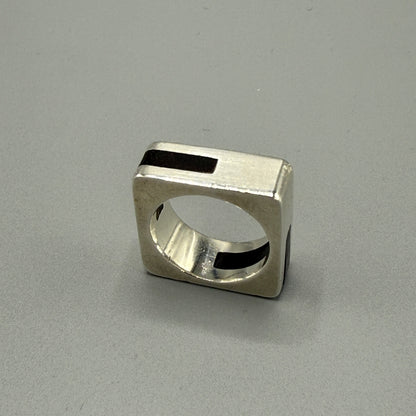 Estate Sterling Silver and Black Onyx Square Ring by Puig Doria