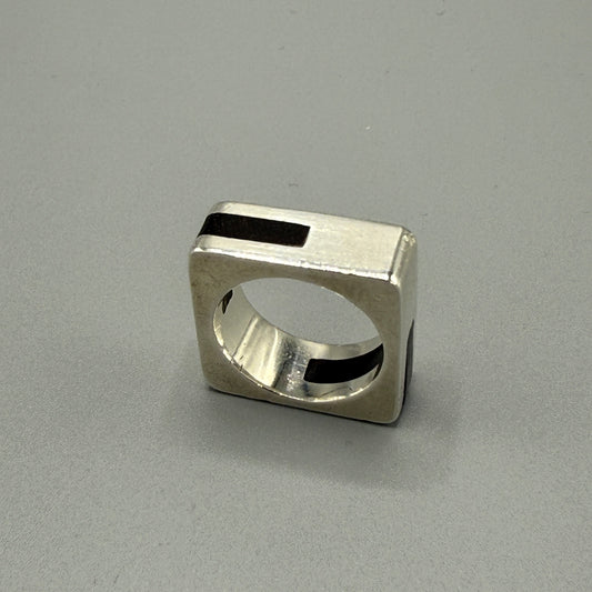 Estate Sterling Silver and Black Onyx Square Ring by Puig Doria