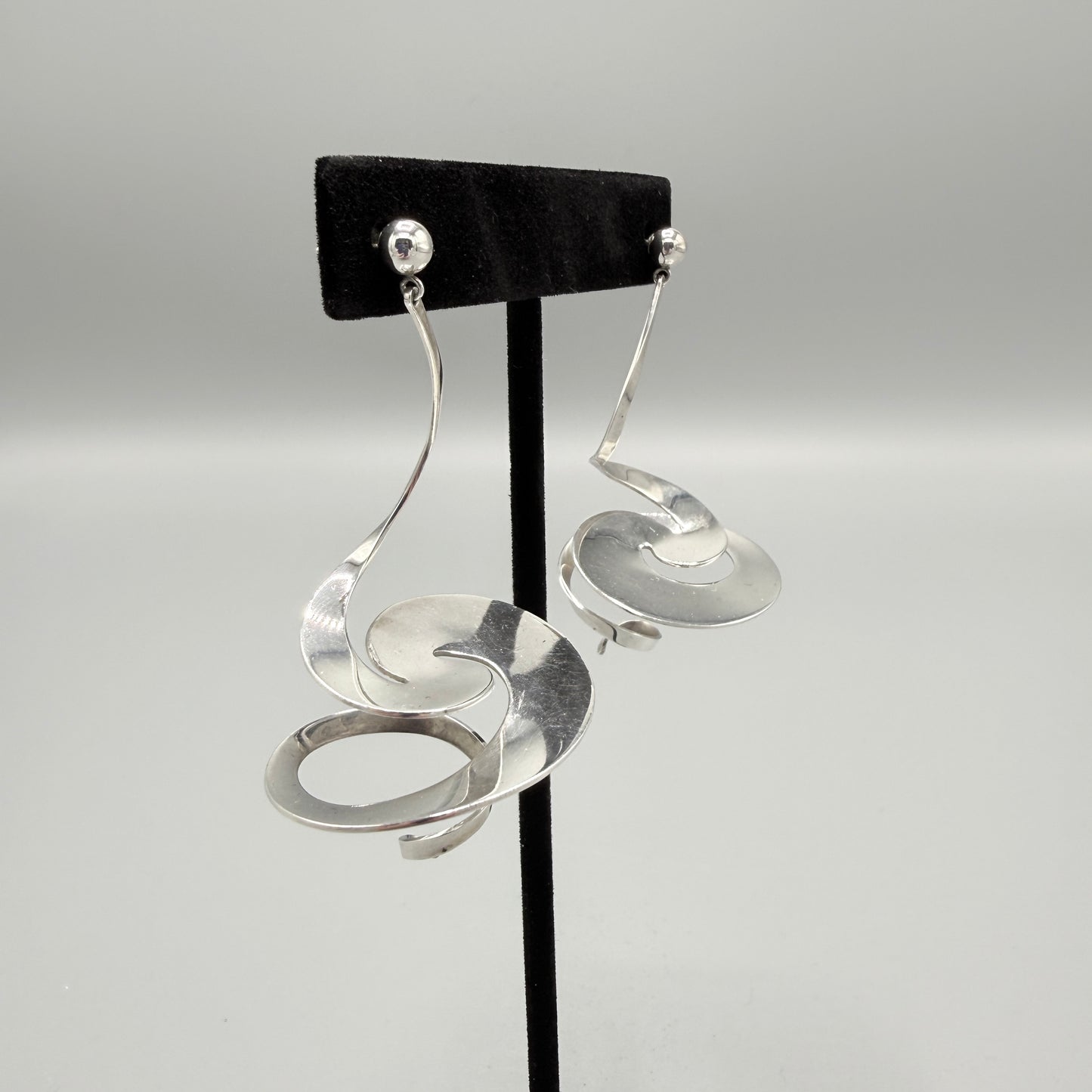 Estate Georg Jensen Sterling Silver Spiral Earrings No 369 by Vivianna VERY RARE