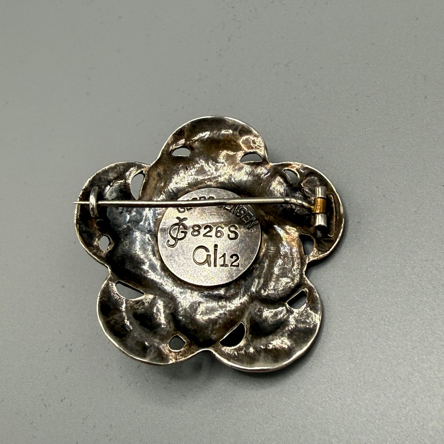 Estate Georg Jensen Sterling Silver Rare Art Nouveau Brooch with Carnelian No 12