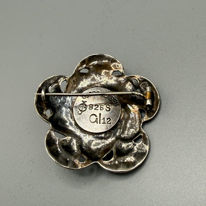 Estate Georg Jensen Sterling Silver Rare Art Nouveau Brooch with Carnelian No 12