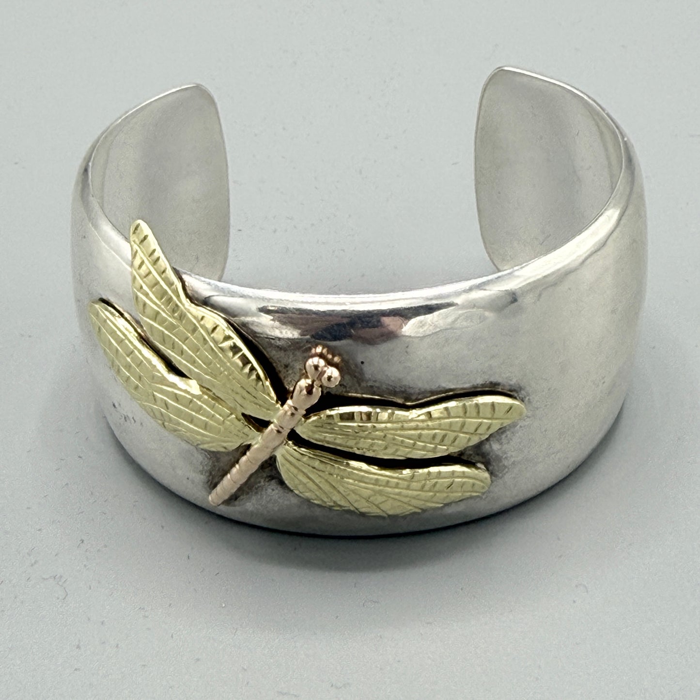 Estate Tiffany & Co. Sterling Silver and 18KT Rose and Yellow Gold Dragonfly Cuff