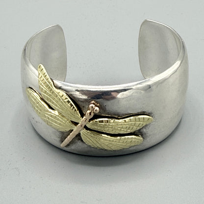 Estate Tiffany & Co. Sterling Silver and 18KT Rose and Yellow Gold Dragonfly Cuff