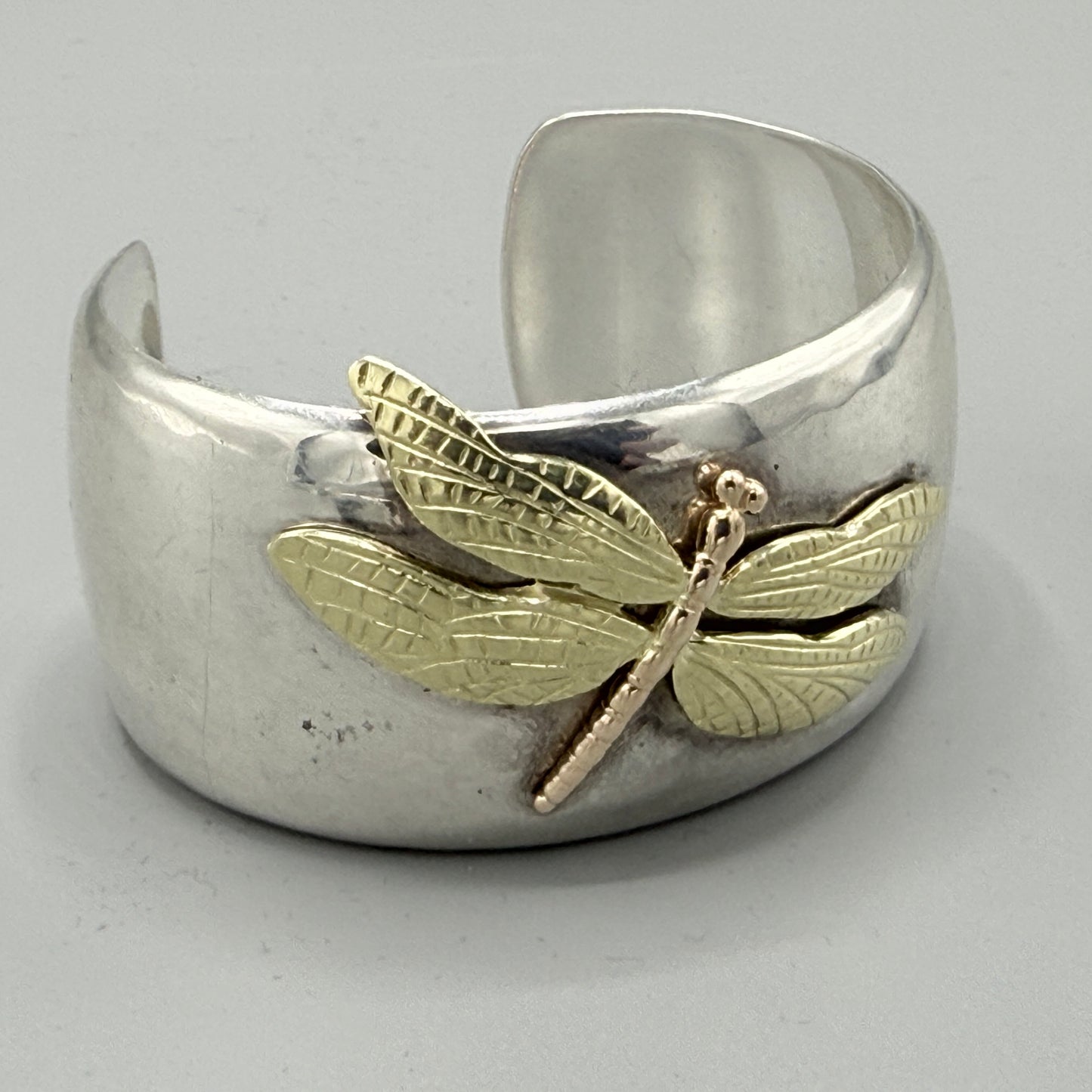 Estate Tiffany & Co. Sterling Silver and 18KT Rose and Yellow Gold Dragonfly Cuff