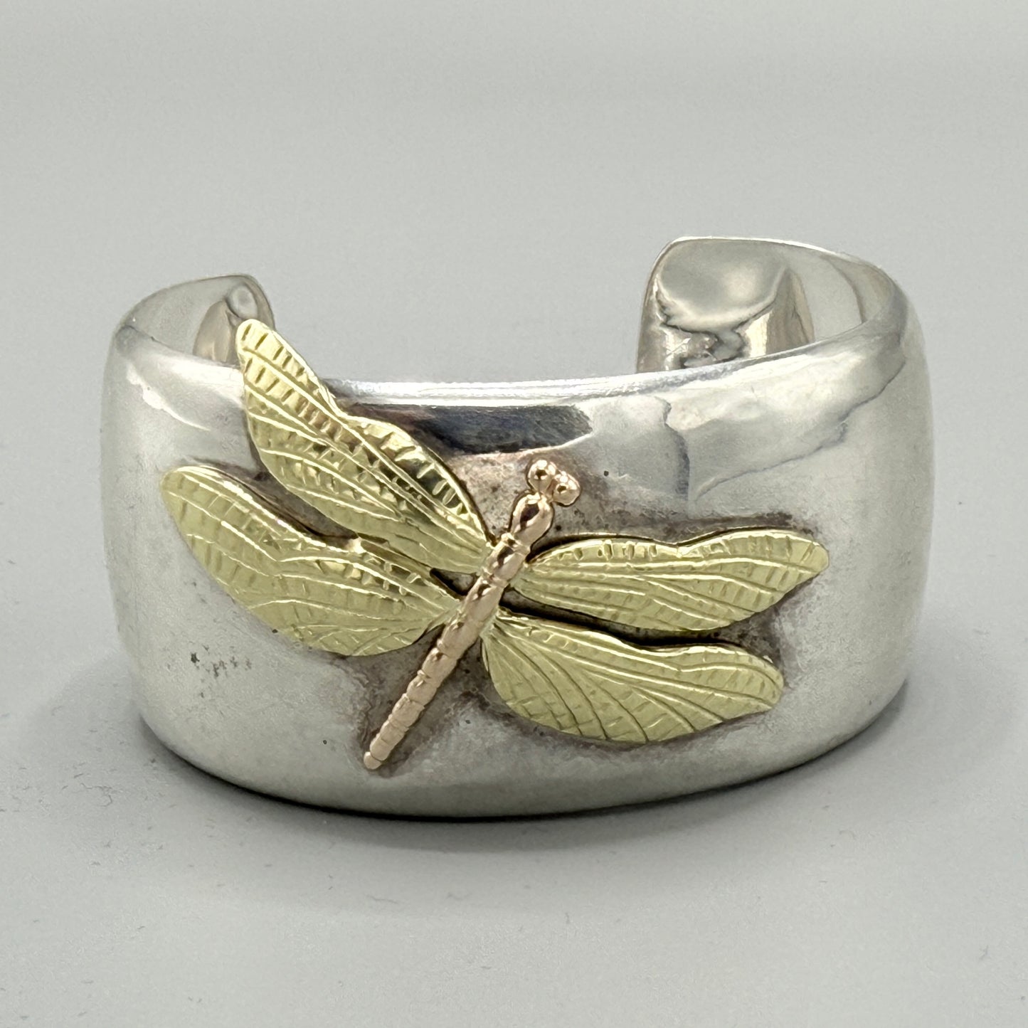 Estate Tiffany & Co. Sterling Silver and 18KT Rose and Yellow Gold Dragonfly Cuff