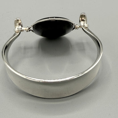 New Georg Jensen Sterling Silver Black Onyx Bangle No 203A by Vivianna Torun