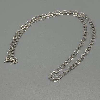 Estate Sterling Silver Flat Oval Link Chain with Toggle Clasp