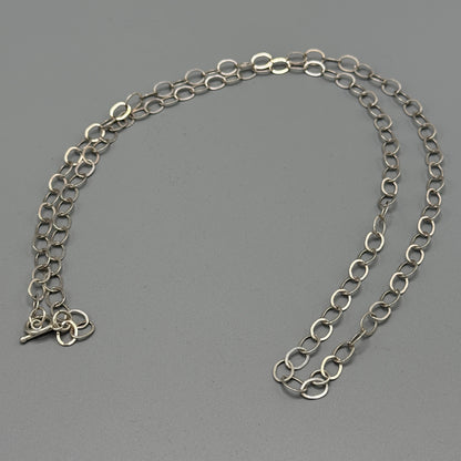 Estate Sterling Silver Flat Oval Link Chain with Toggle Clasp