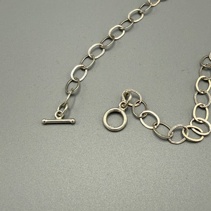 Estate Sterling Silver Flat Oval Link Chain with Toggle Clasp