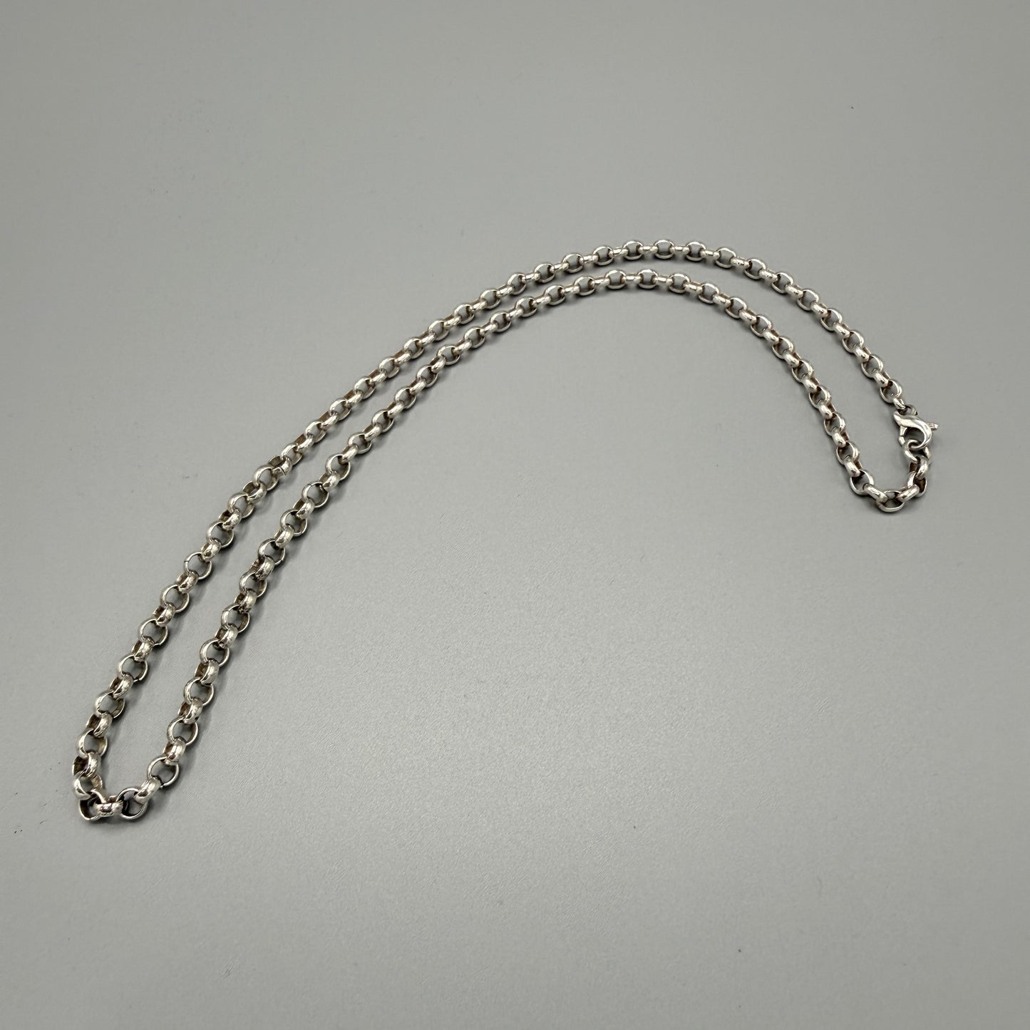 Estate Sterling Silver Large Rolo Round Link Chain with Lobster Clasp