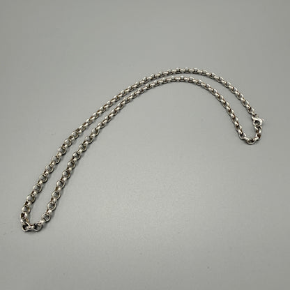 Estate Sterling Silver Large Rolo Round Link Chain with Lobster Clasp