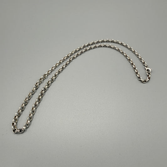 Estate Sterling Silver Large Rolo Round Link Chain with Lobster Clasp