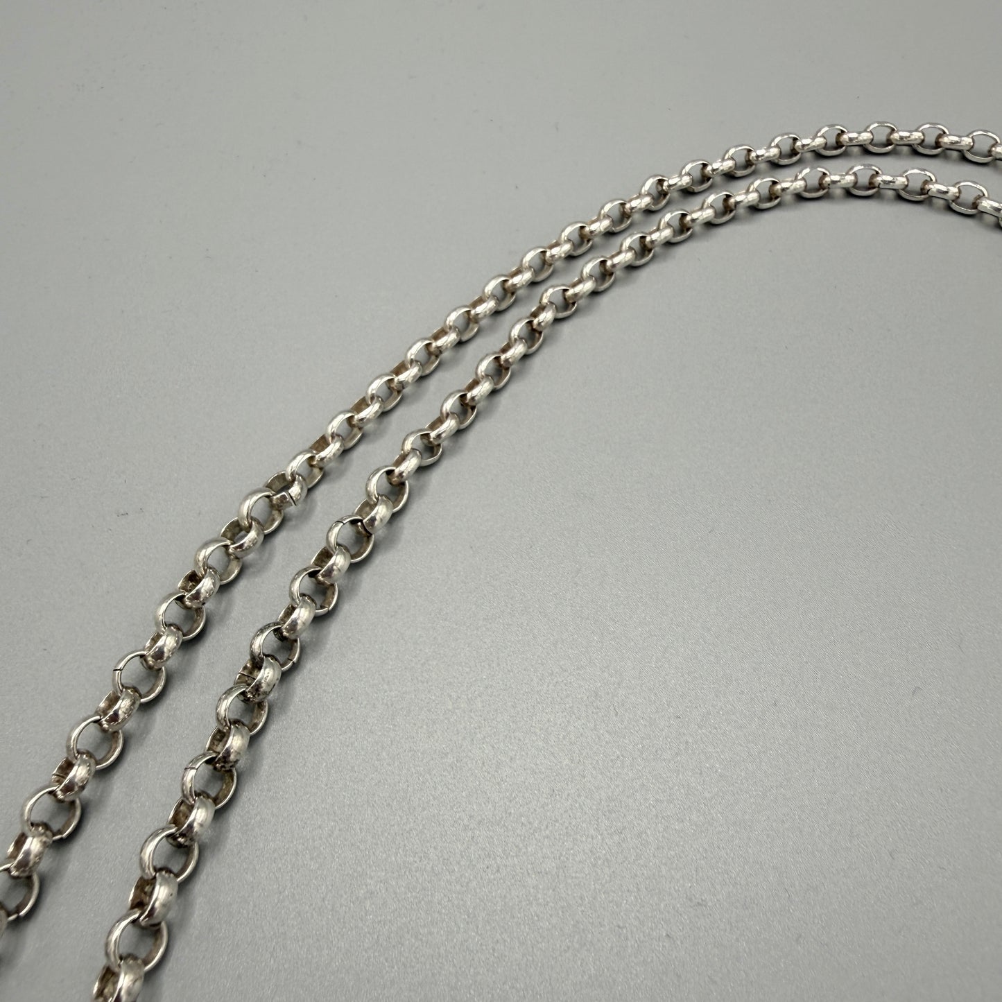Estate Sterling Silver Large Rolo Round Link Chain with Lobster Clasp