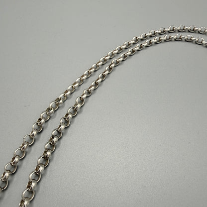 Estate Sterling Silver Large Rolo Round Link Chain with Lobster Clasp
