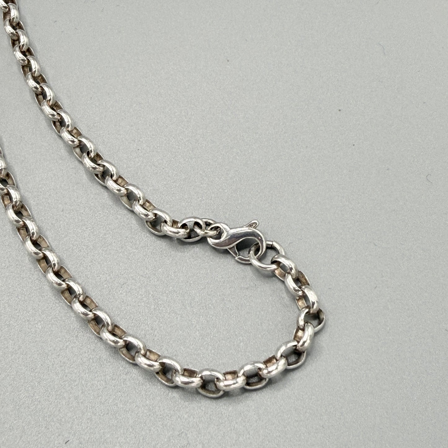 Estate Sterling Silver Large Rolo Round Link Chain with Lobster Clasp