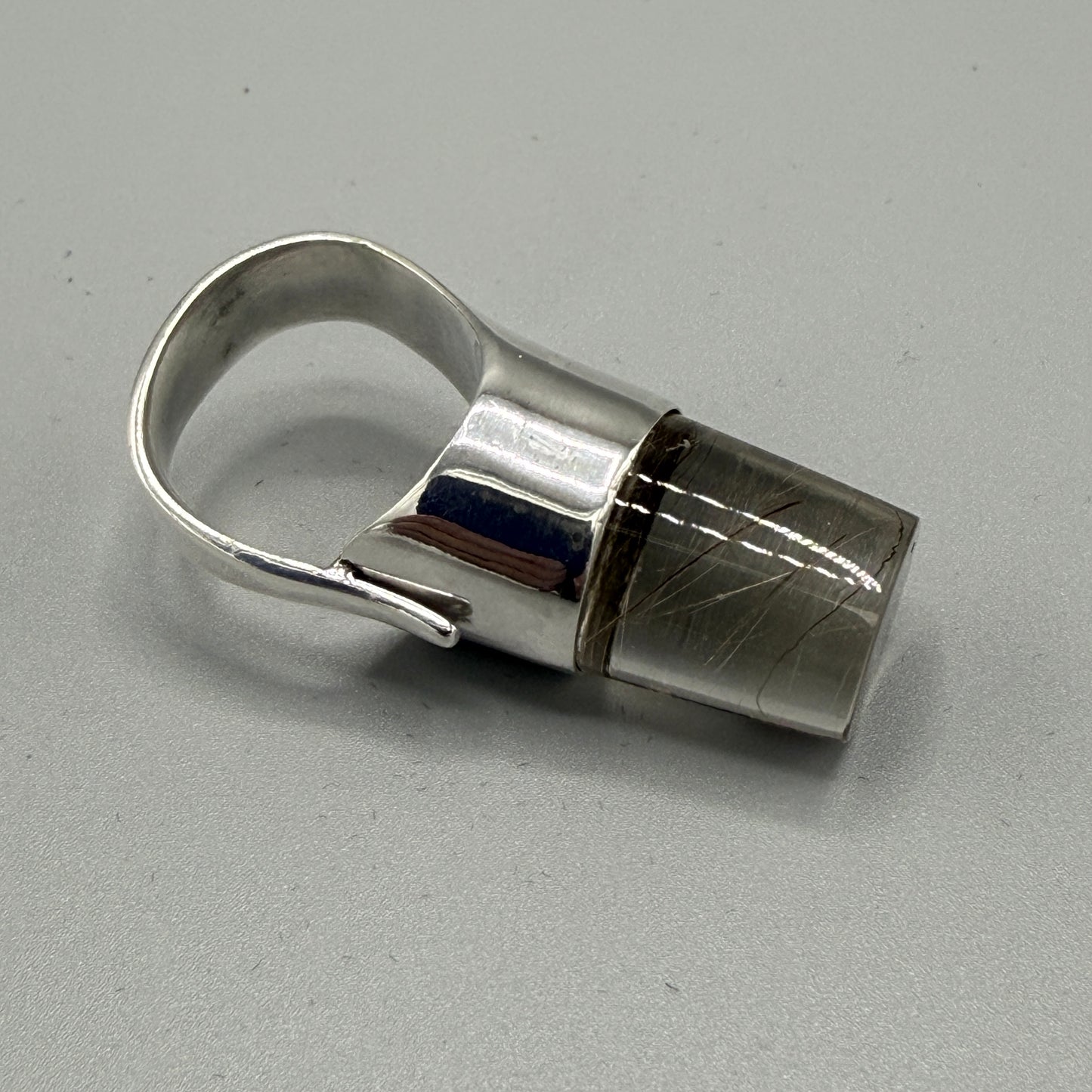 Estate Georg Jensen Sterling Silver and Rutilated Quartz Ring by Vivianna Torun No 151