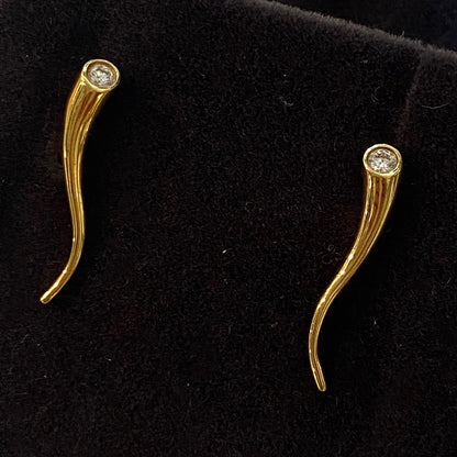 Estate Georg Jensen 18K Gold "Crawler" Earrings with Diamond by Lina Christensen