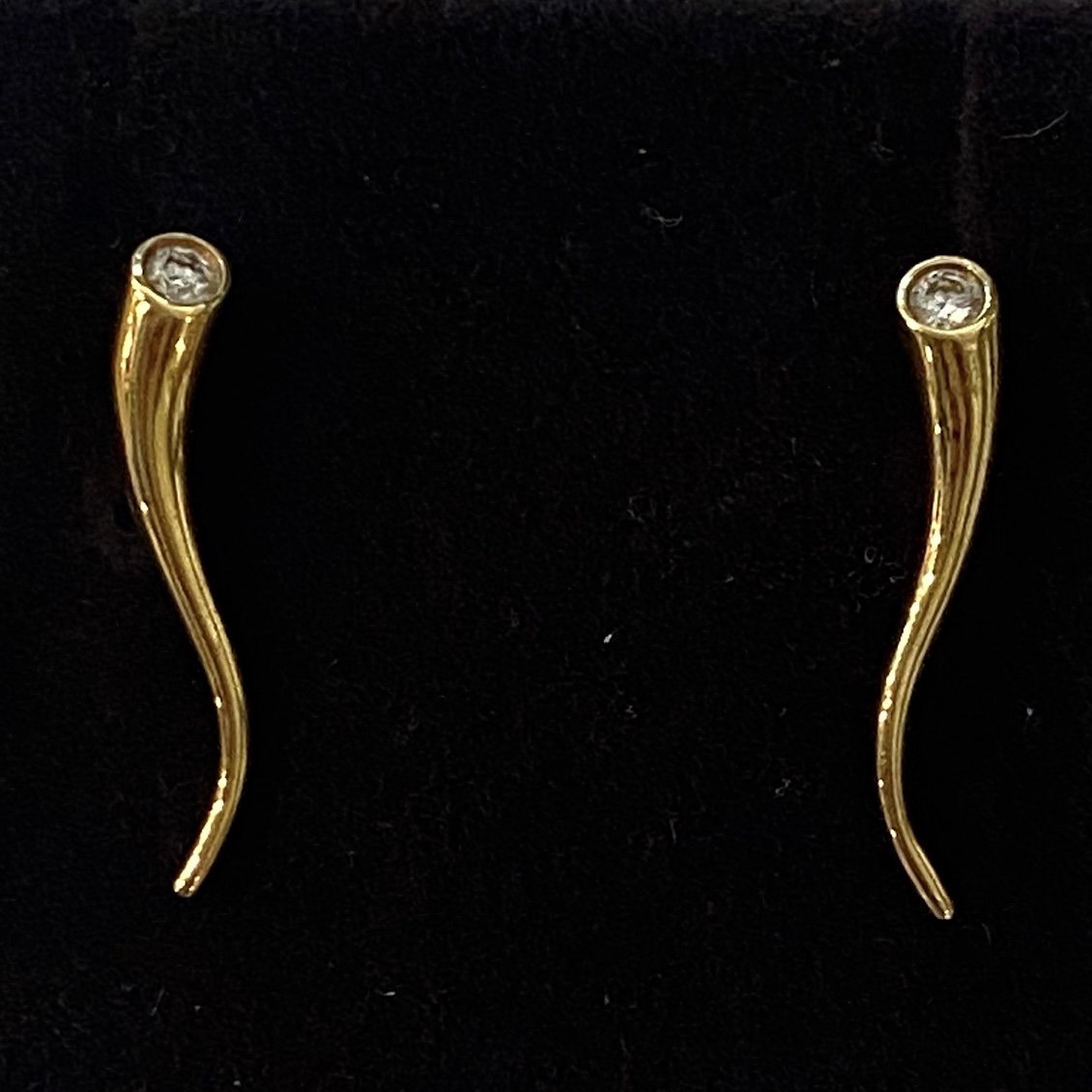 Estate Georg Jensen 18K Gold "Crawler" Earrings with Diamond by Lina Christensen