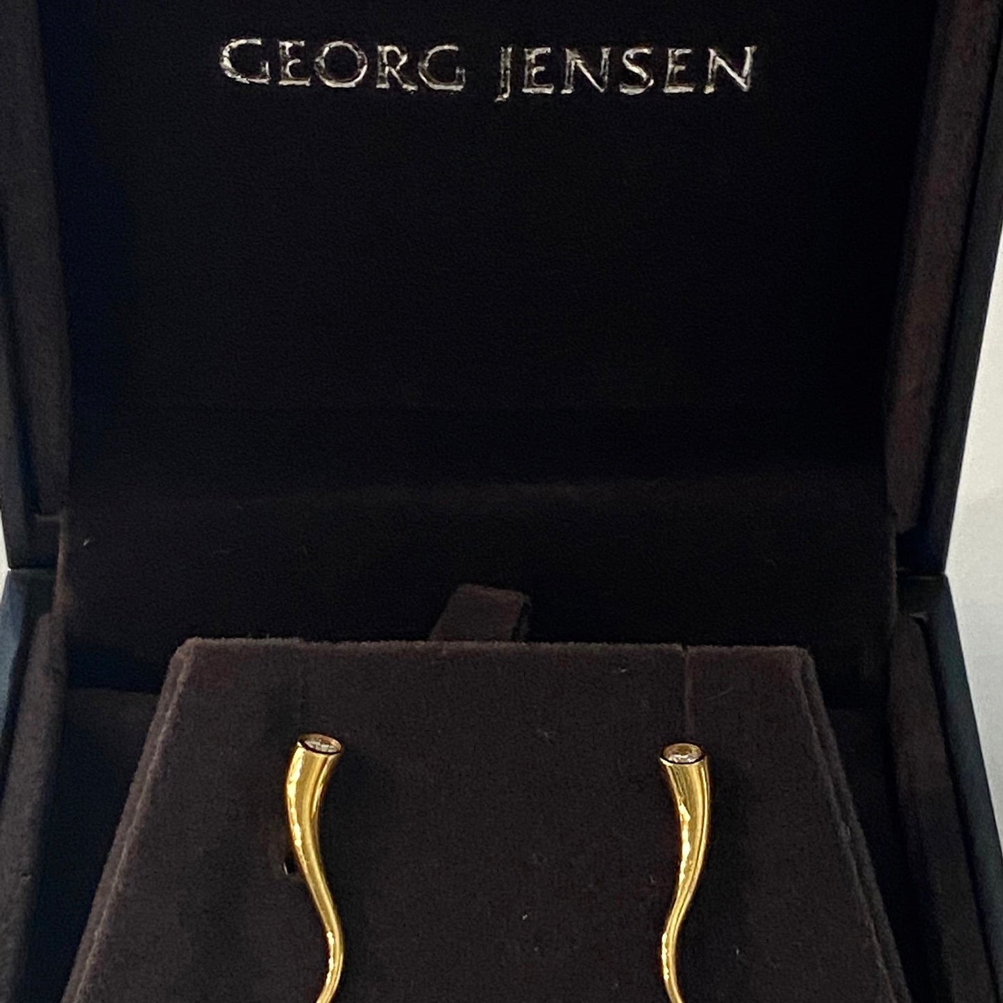 Estate Georg Jensen 18K Gold "Crawler" Earrings with Diamond by Lina Christensen