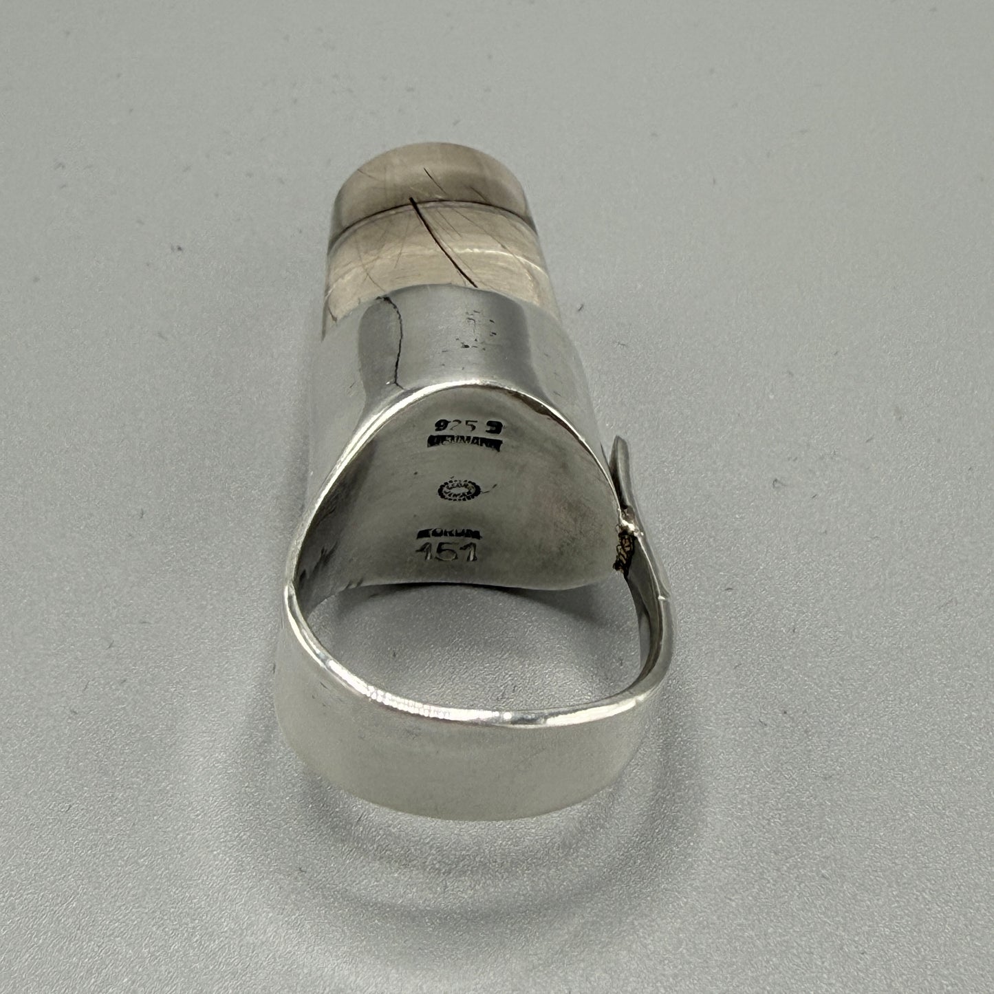 Estate Georg Jensen Sterling Silver and Rutilated Quartz Ring by Vivianna Torun No 151