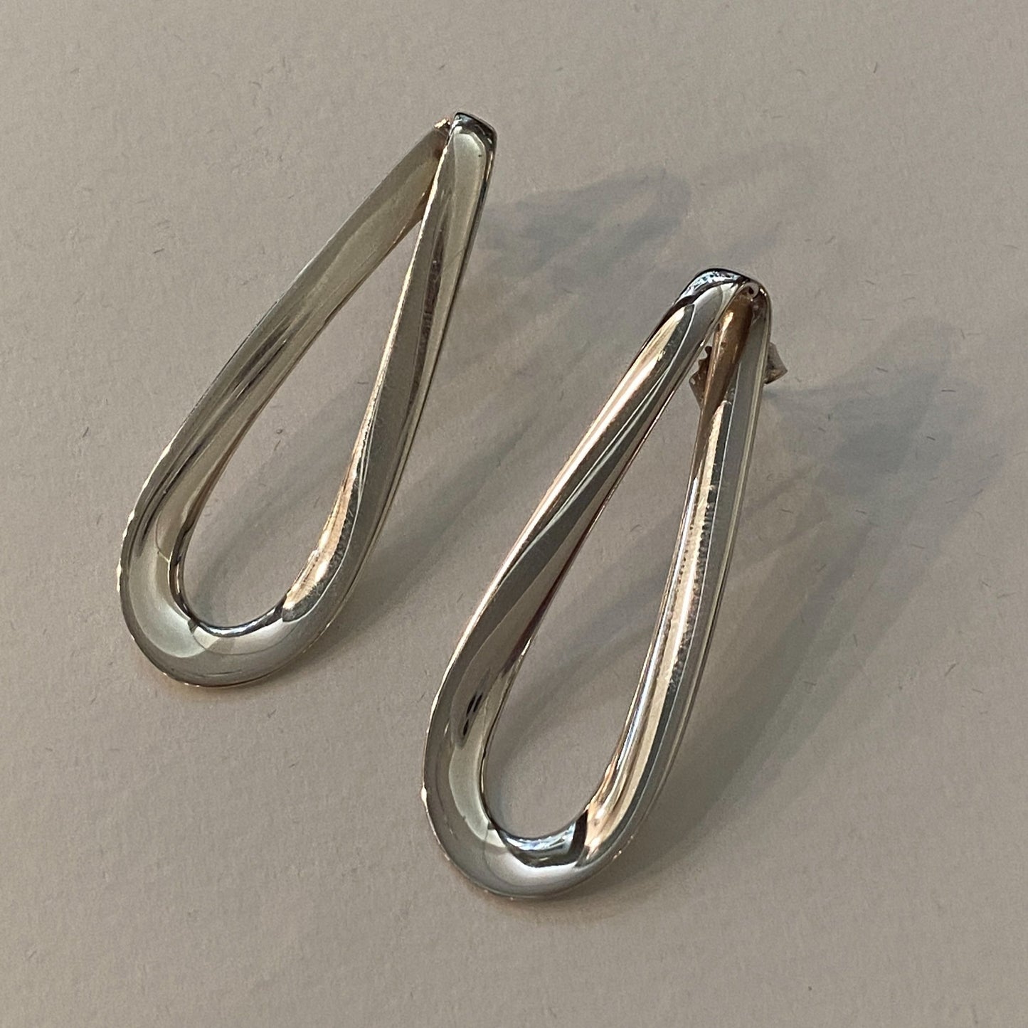 Estate Georg Jensen Sterling Silver Teardrop Earrings (Modern), Design No. 452