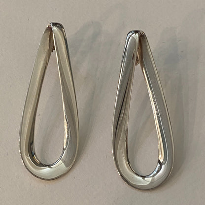 Estate Georg Jensen Sterling Silver Teardrop Earrings (Modern), Design No. 452